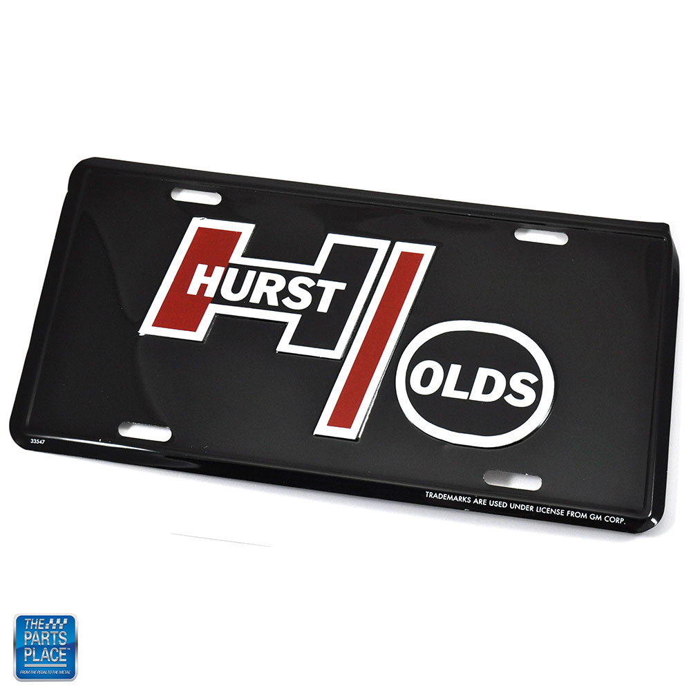 Hurst Olds H/O Accessory License Plate Black Background Each for 1968-1987 Oldsmobile Cutlass 442
