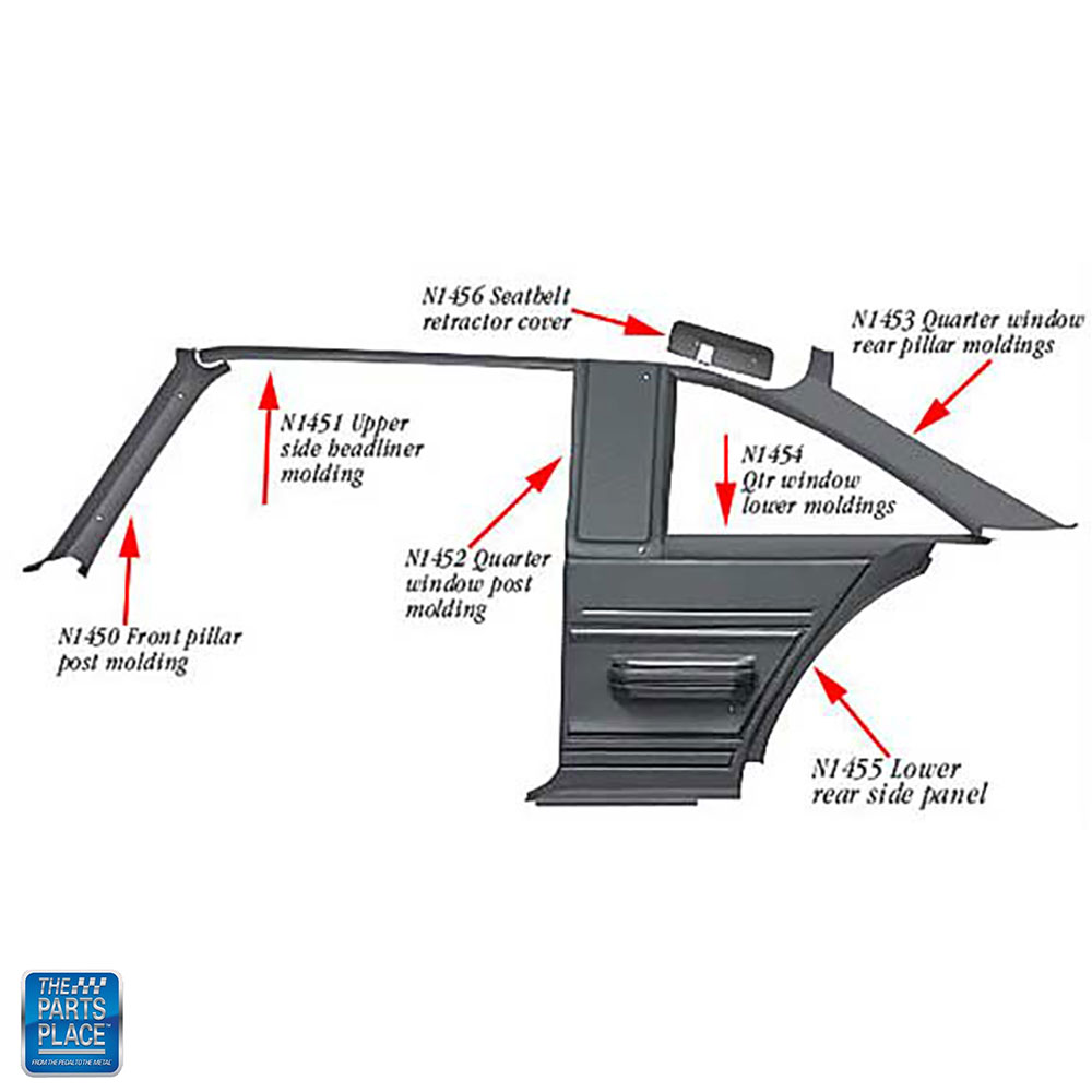 19751979 Nova Chevy II Interior Quarter Window Rear Pillar Moldings