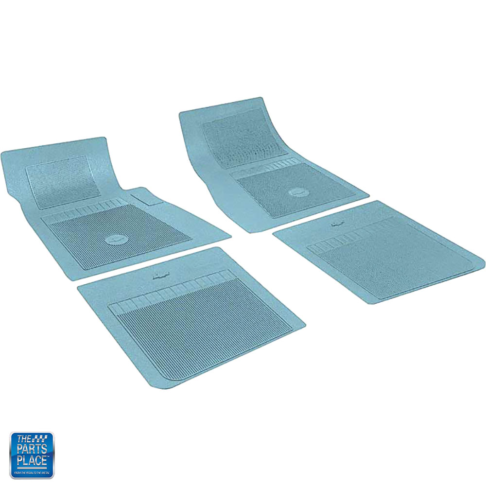 Details About 1966 1972 Chevrolet Light Blue Rubber Floor Mats 4 Pieces