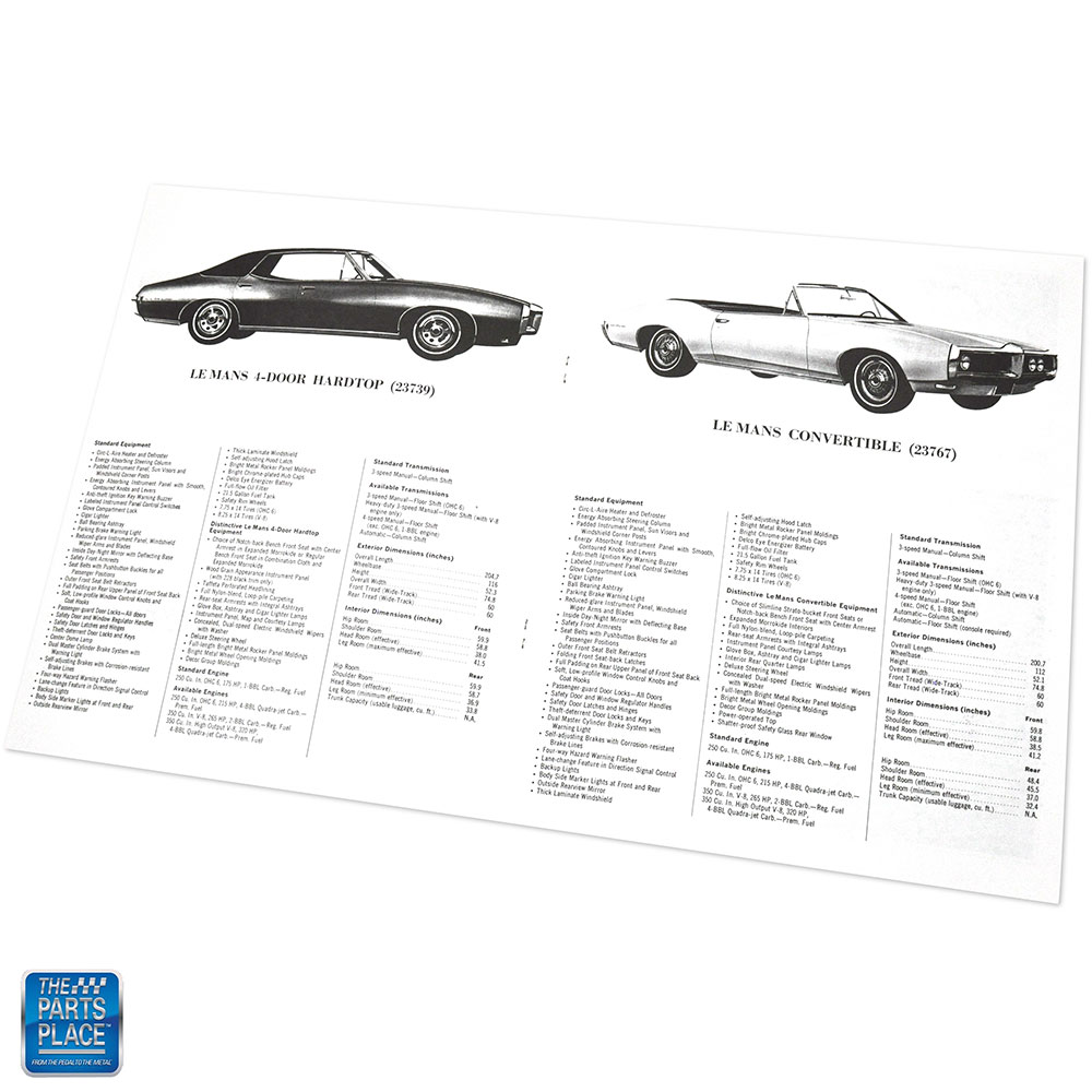 1968 LeMans GTO Tempest Illustrated Facts & Feature Manual Each for 1968 GTO, LeMans, Tempest