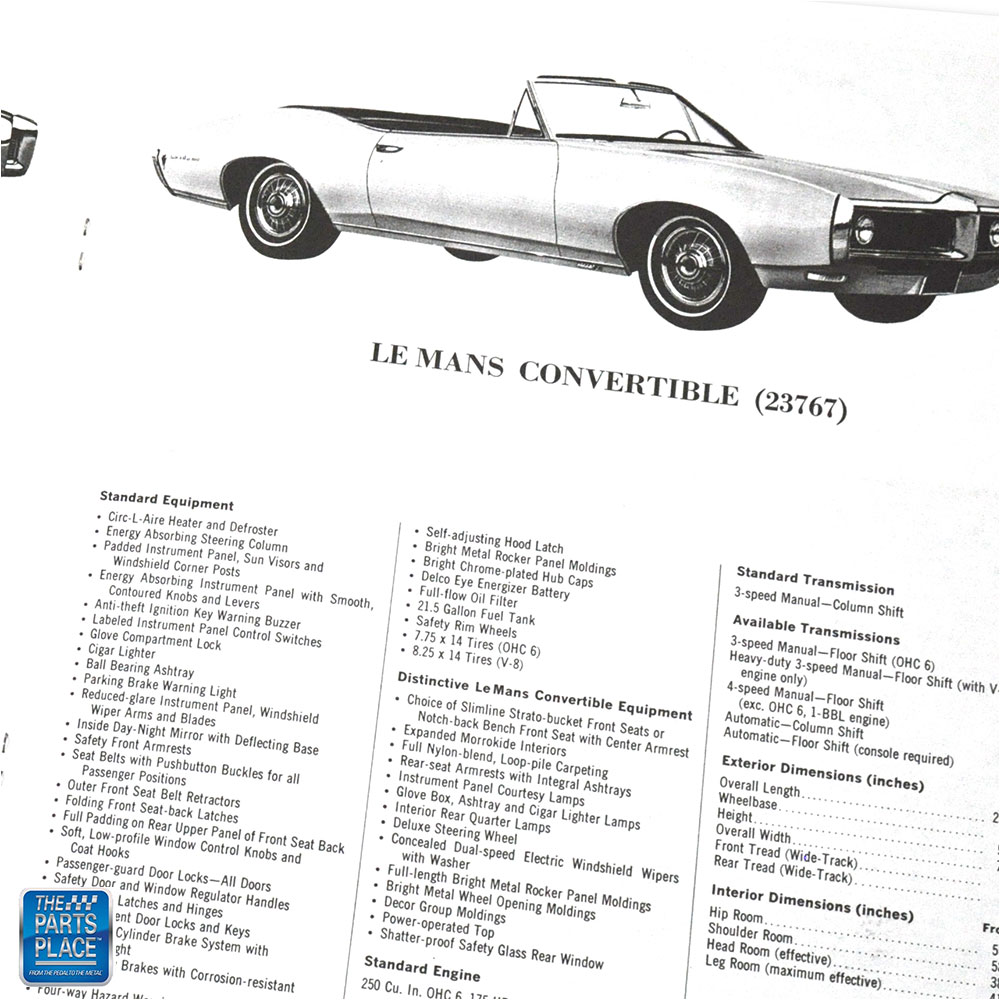 1968 LeMans GTO Tempest Illustrated Facts & Feature Manual Each for 1968 GTO, LeMans, Tempest 