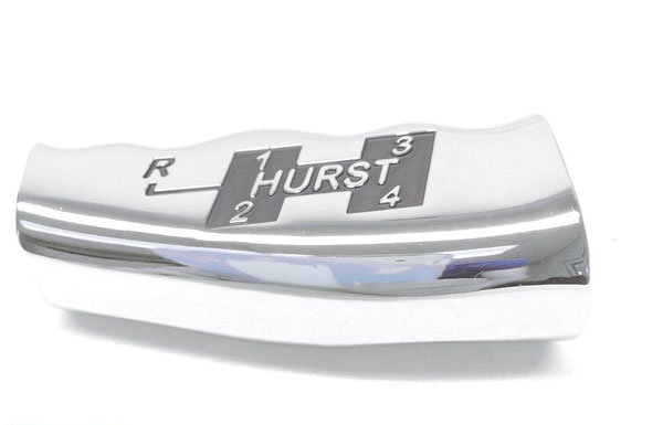 1955 GM Truck HURST T-HANDLE MANUAL POLISHED CHROME FINISH WITH 4 SPEED PATTERN WITH HURST LOGO 38 GM # 988605 | CP5243Z