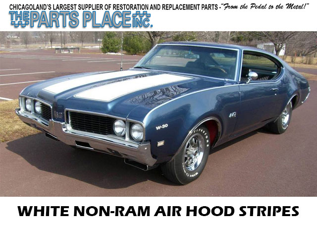 1970 Oldsmobile Cutlass 442 F85 New White Vinyl Hood Stripe Kit Can Be Used On All